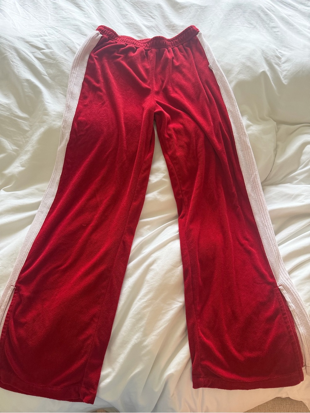 Araminta James Women's Red Terry Pants with White Side Stripes
